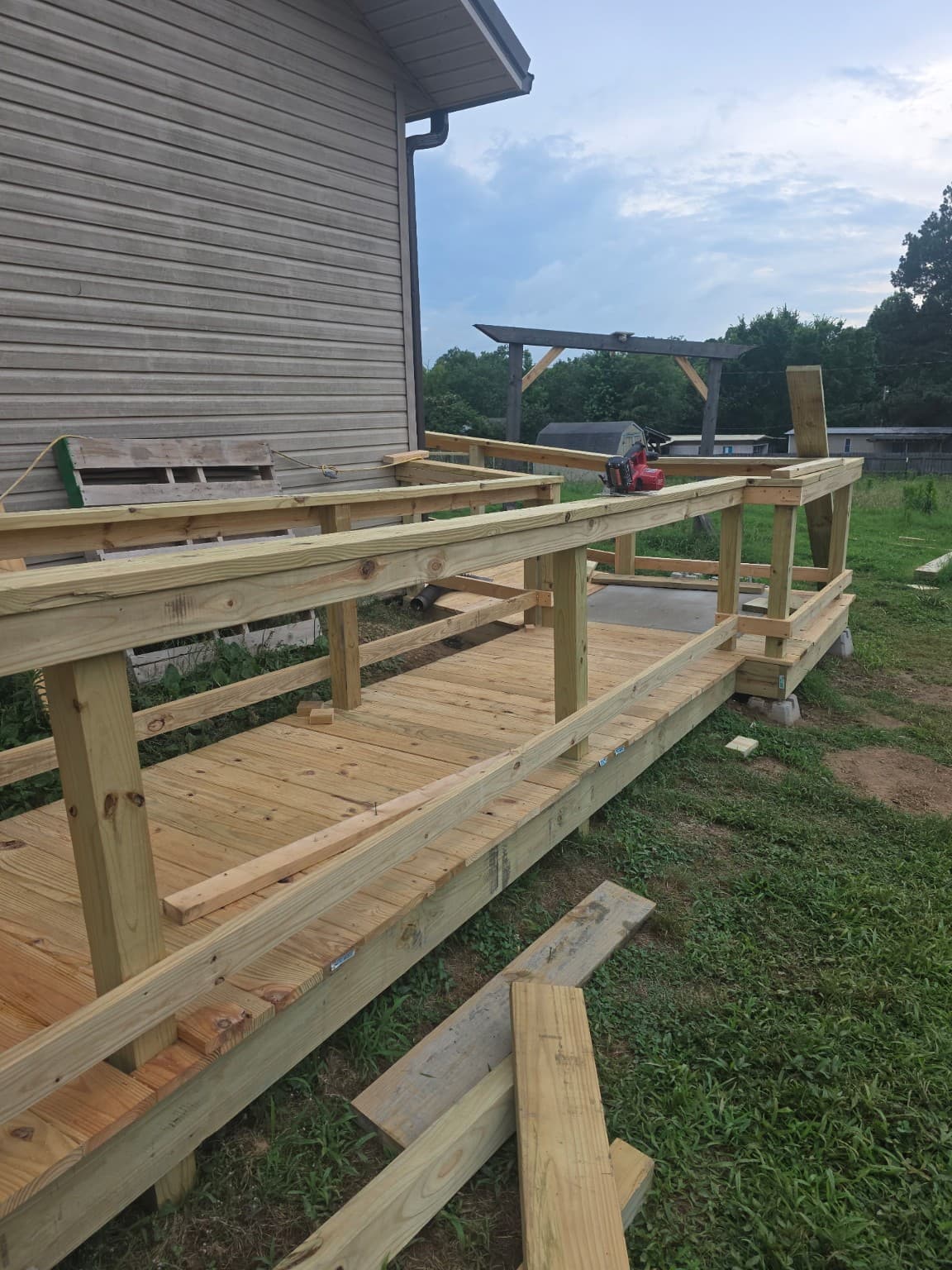 Wood deck and ramp construction