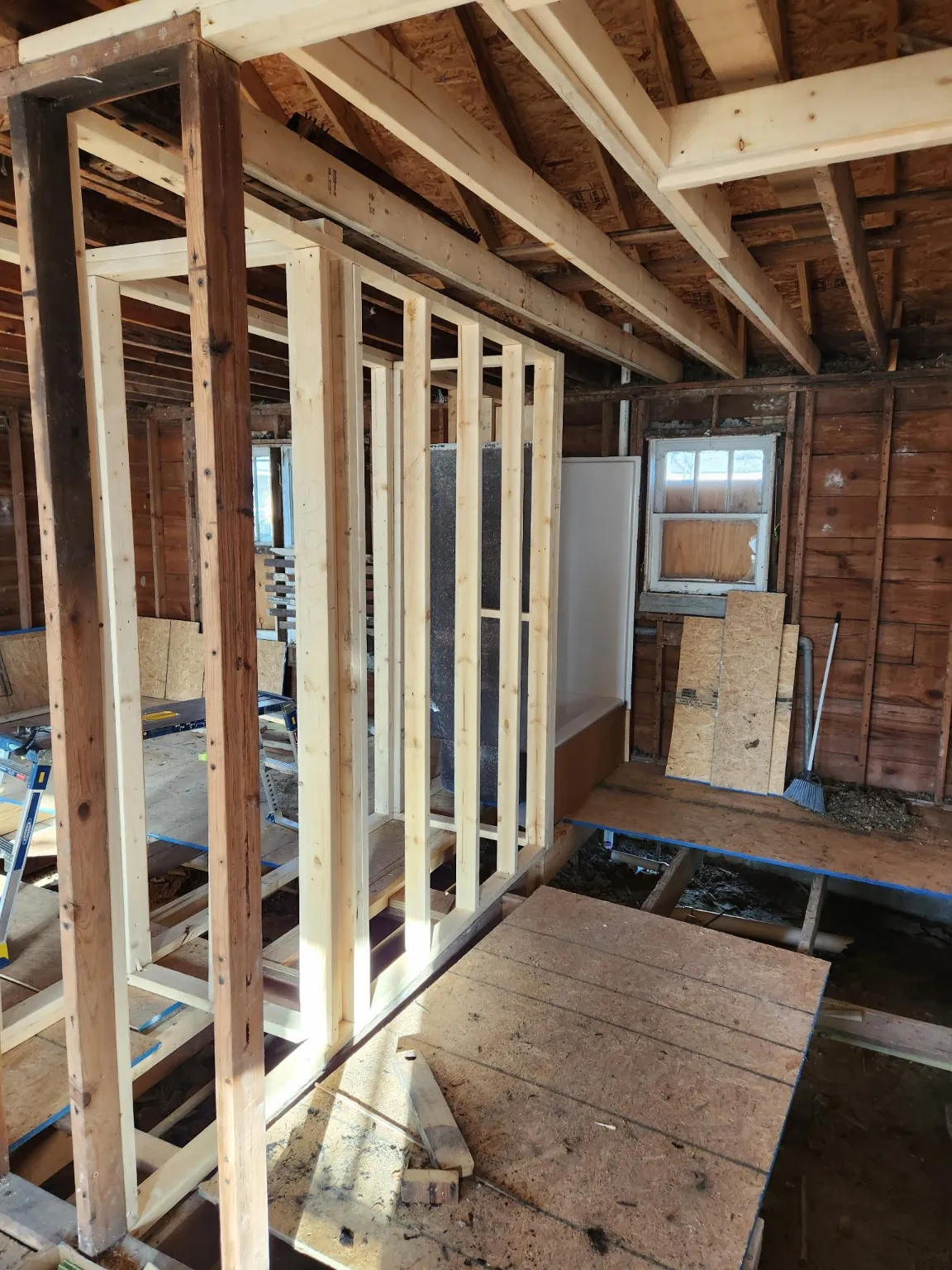 Interior framing and layout changes during a renovation